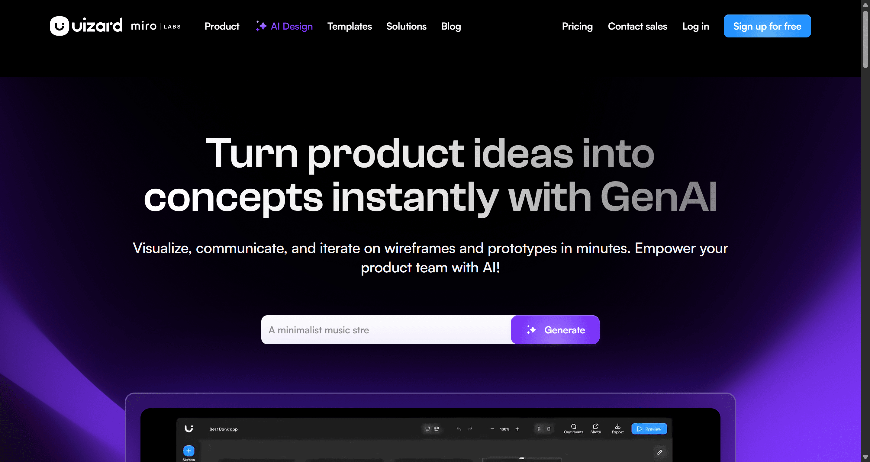Uizard Homepage